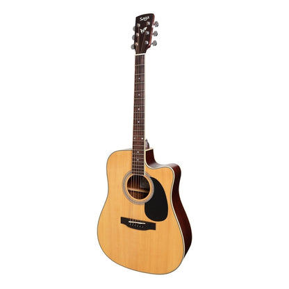 Saga SF700C Solid Spruce Top Acoustic-Electric Dreadnought Cutaway Guitar Natural Satin