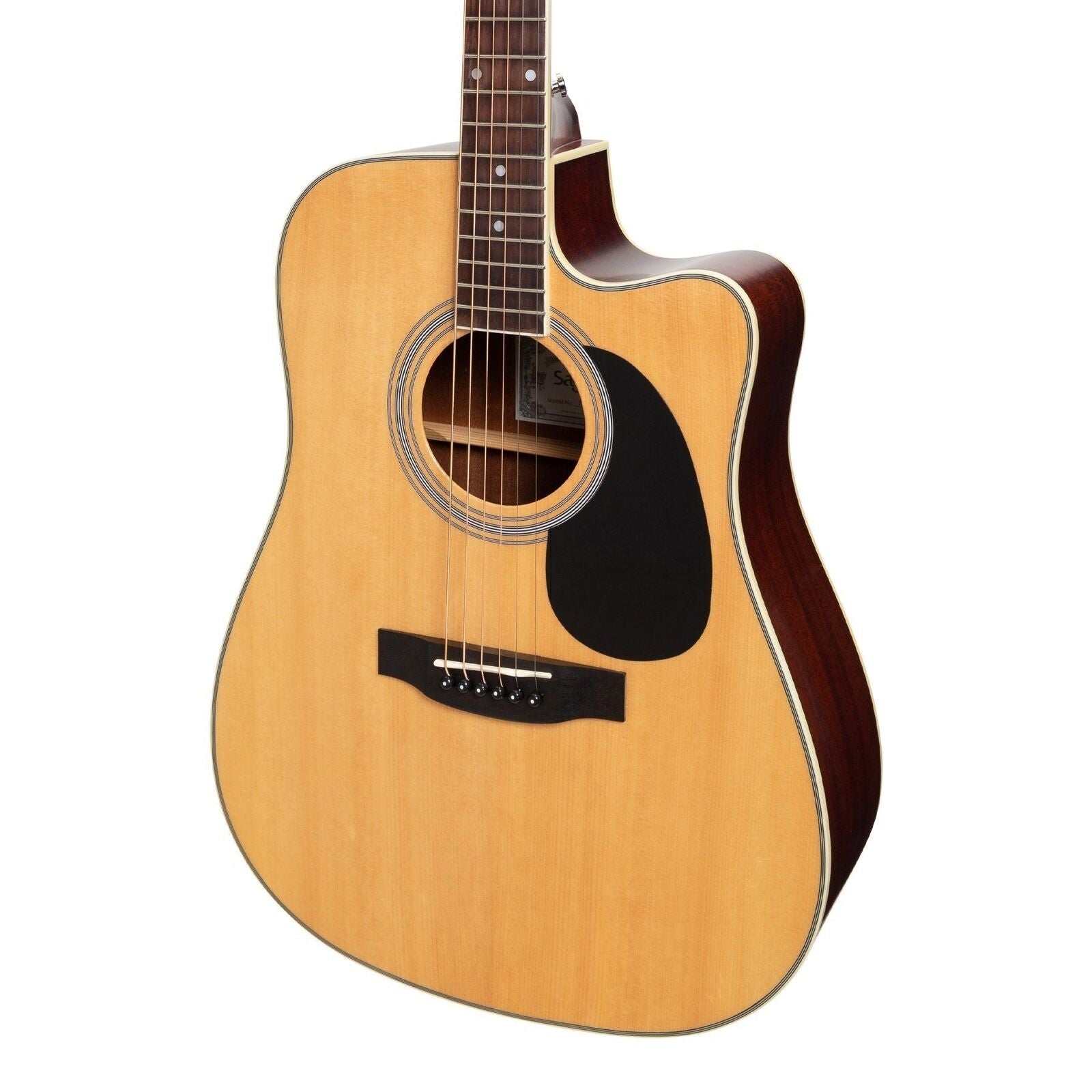 Saga SF700C Solid Spruce Top Acoustic-Electric Dreadnought Cutaway Guitar Natural Satin — view 4
