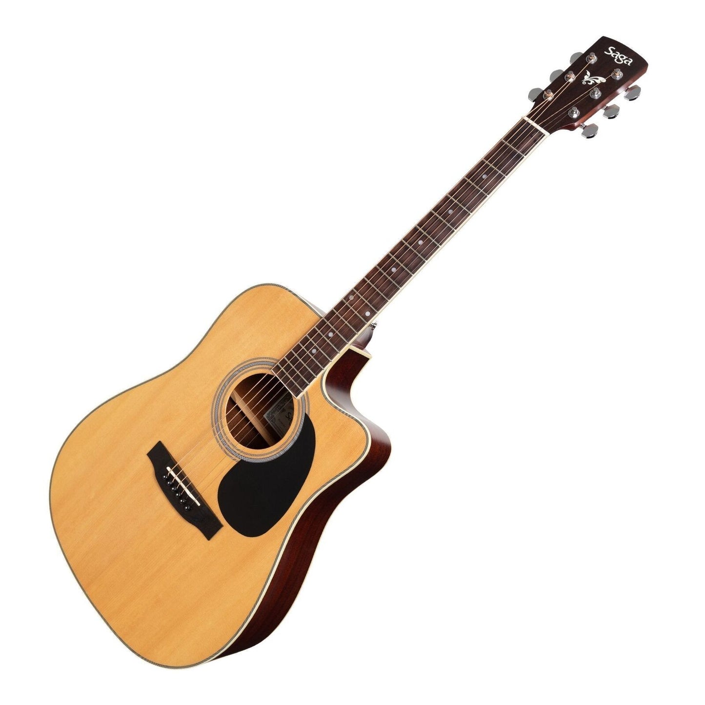 Saga SF700C Solid Spruce Top Acoustic-Electric Dreadnought Cutaway Guitar Natural Satin — view 3