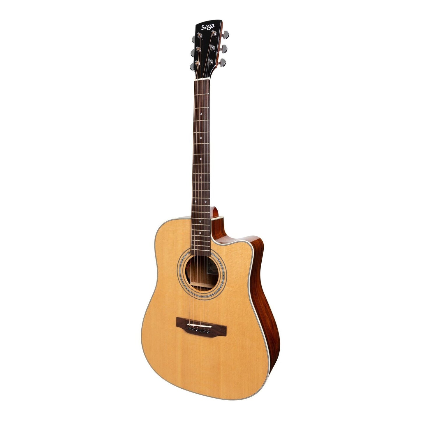 Saga '850 Series' Solid Spruce Top Acoustic-Electric Dreadnought Cutaway Guitar (Natural Gloss)