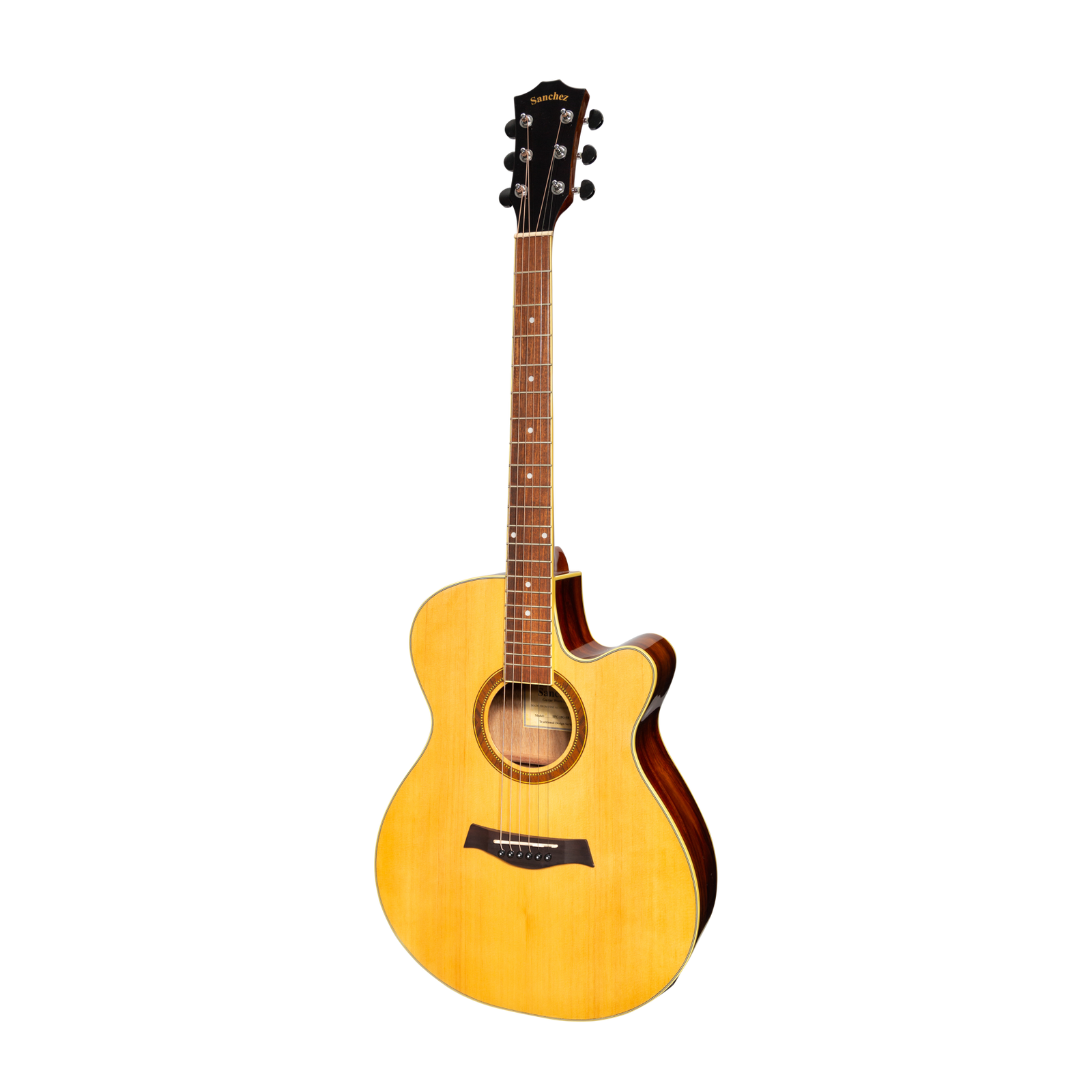 Sanchez SFC-18G-SR Acoustic-Electric Small Body Cutaway Guitar Gloss Spruce/Rosewood