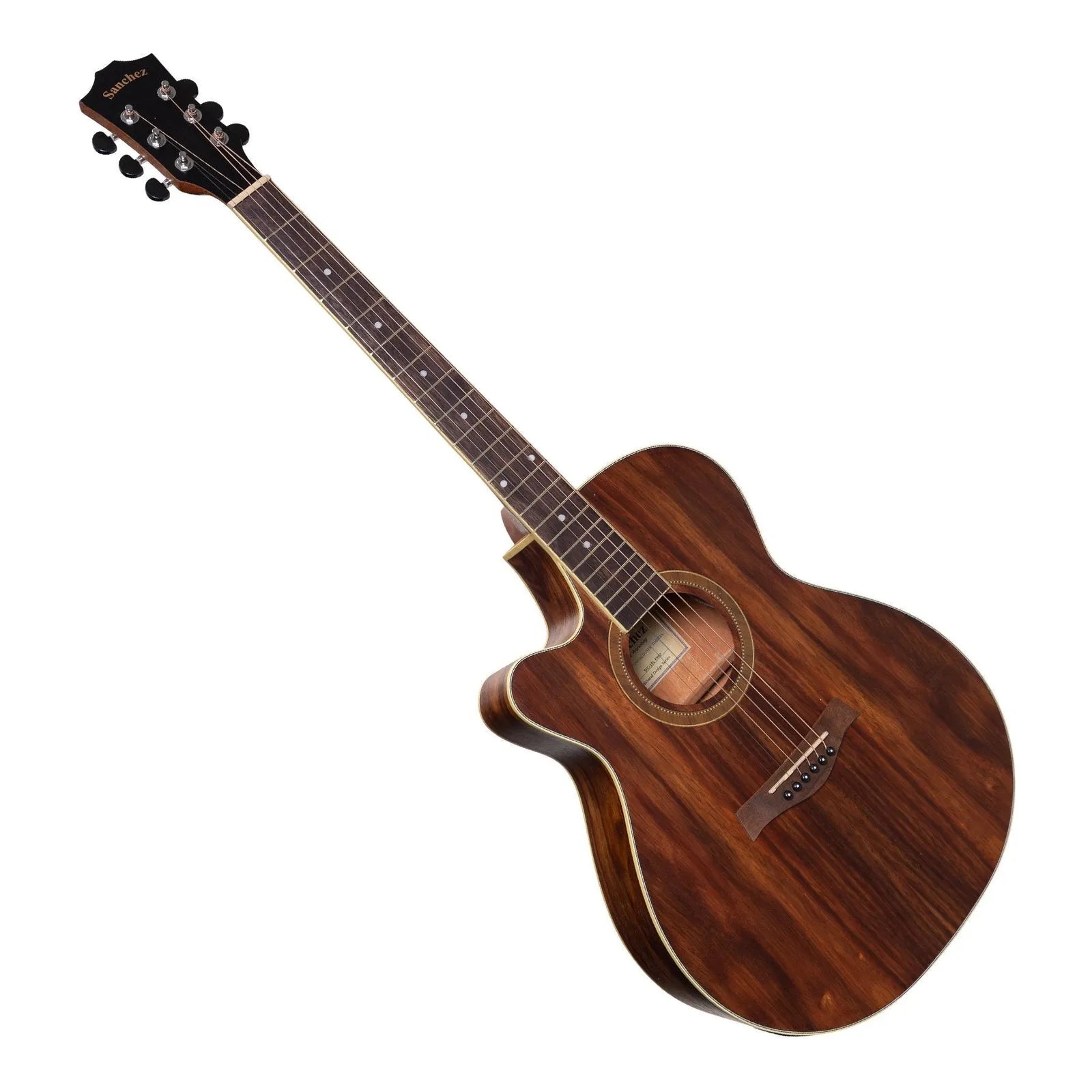 Sanchez Left Handed Acoustic-Electric Small Body Cutaway Guitar SFC-18L-RWD Natural Satin Rosewood 6 Strings — view 3