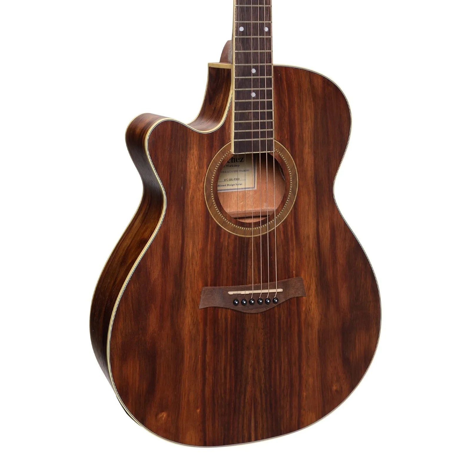 Sanchez Left Handed Acoustic-Electric Small Body Cutaway Guitar SFC-18L-RWD Natural Satin Rosewood 6 Strings — view 4