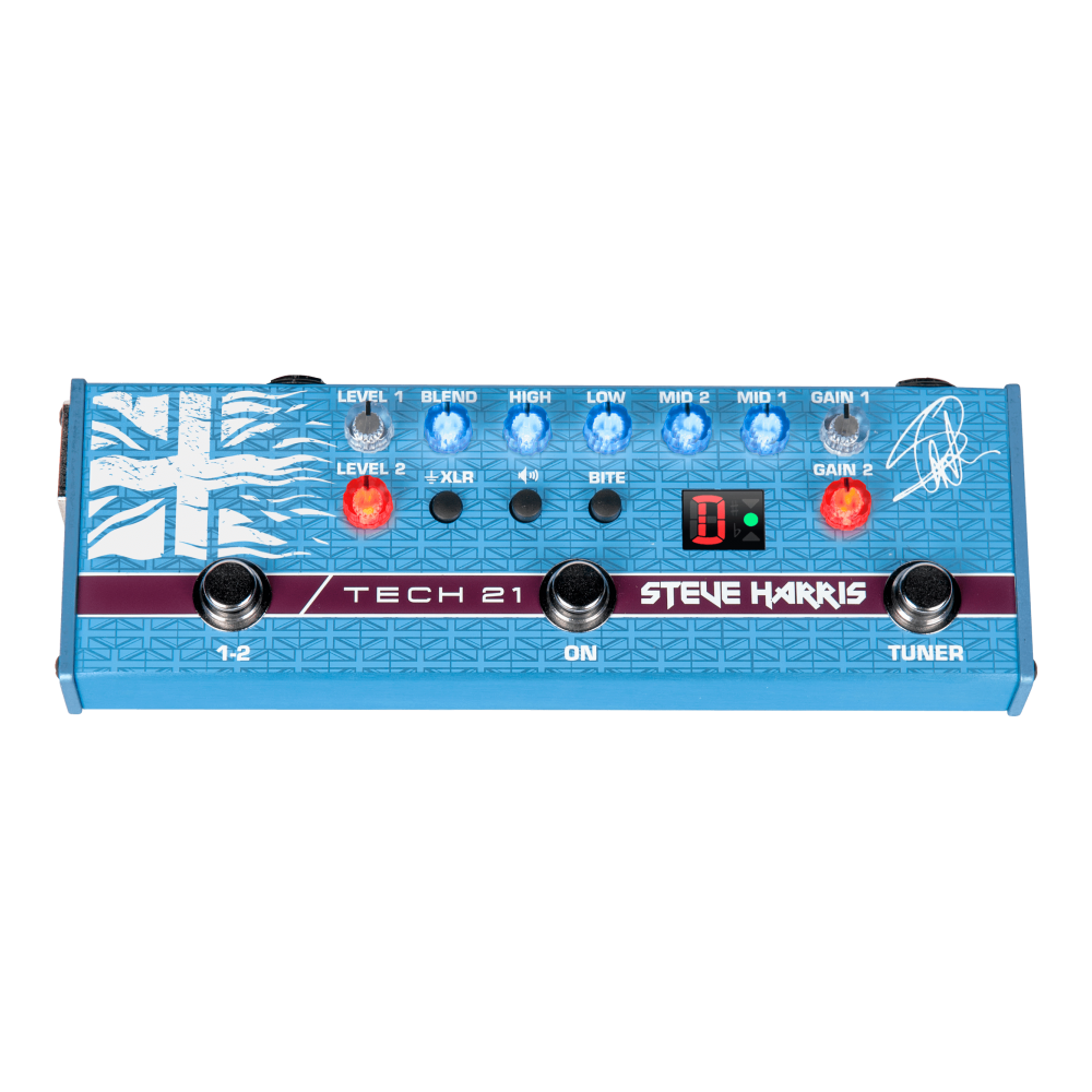 Tech 21 Steve Harris SH1 Signature Bass Guitar Pedal with All-Analog SansAmp Technology and 4-Band Active EQ