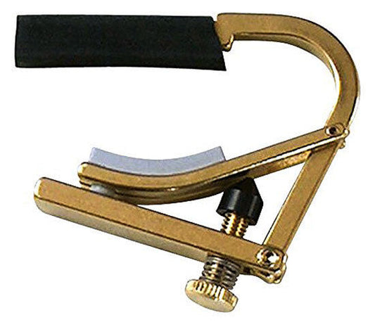 Shubb C8B Partial Capo for Acoustic Guitar - Original Design, Plain Brass Finish, Skips Low E String, Applies from Bass Side