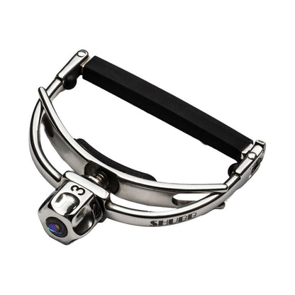 Shubb F1 Fine Tune Steel String Guitar Capo with Ergonomic Adjusting Knob, Stainless Steel