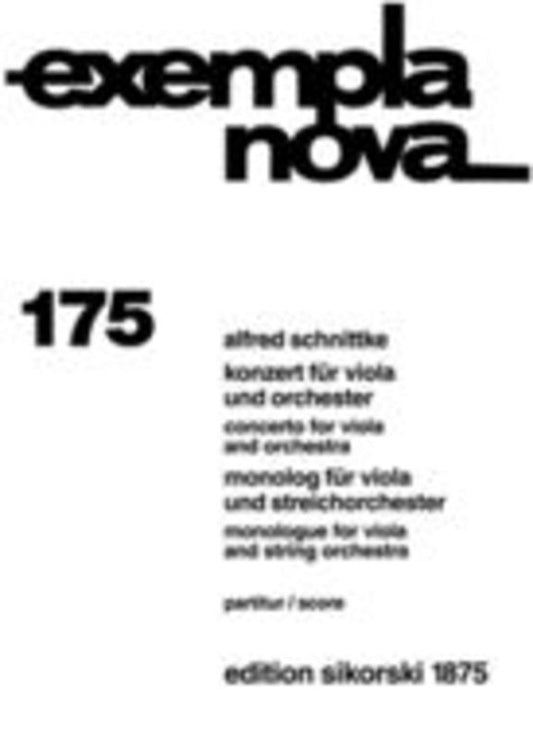 Viola Concerto And Monologue Study Score