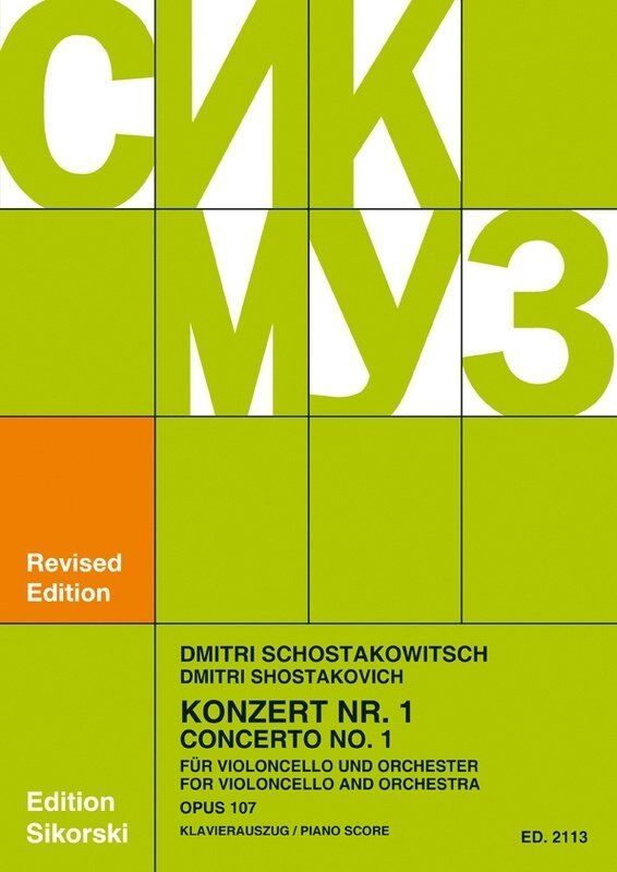 Shostakovich Cello Concerto No. 1 Op. 107 Cello/Piano Reduction, Sikorski, 68 Pages, Arranged by Mstislaw Rostropowitsch