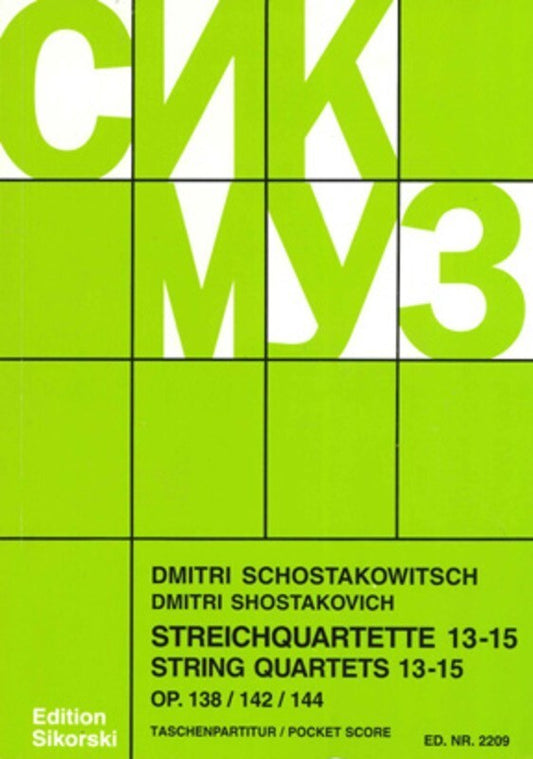 Shostakovich - String Quartets Nos 13-15 Study Score (Softcover Book)