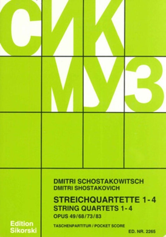 Shostakovich - String Quartets Nos 1-4 Study Score (Softcover Book)