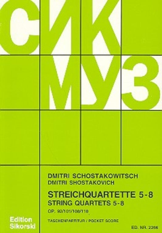 Shostakovich - String Quartets Nos 5-8 Study Score (Softcover Book)