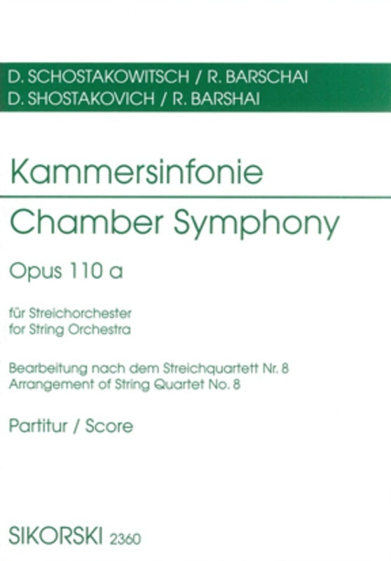 Shostakovich - Chamber Symphony Op 110A Study Score Score