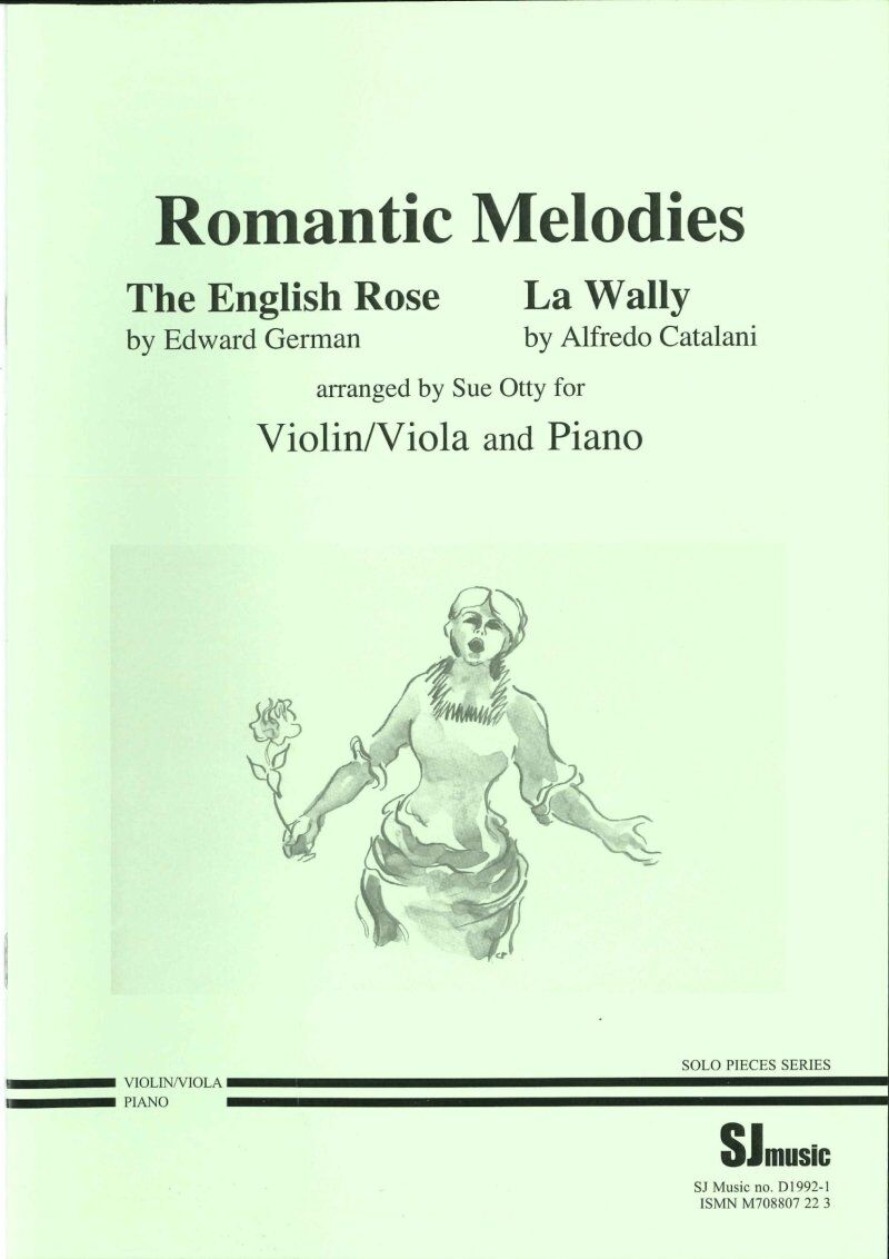 Romantic Melodies for Violin/Piano: English Rose & La Wally by Sue Otty, SJ Music, 1 Page, Arranged for Violin and Viola