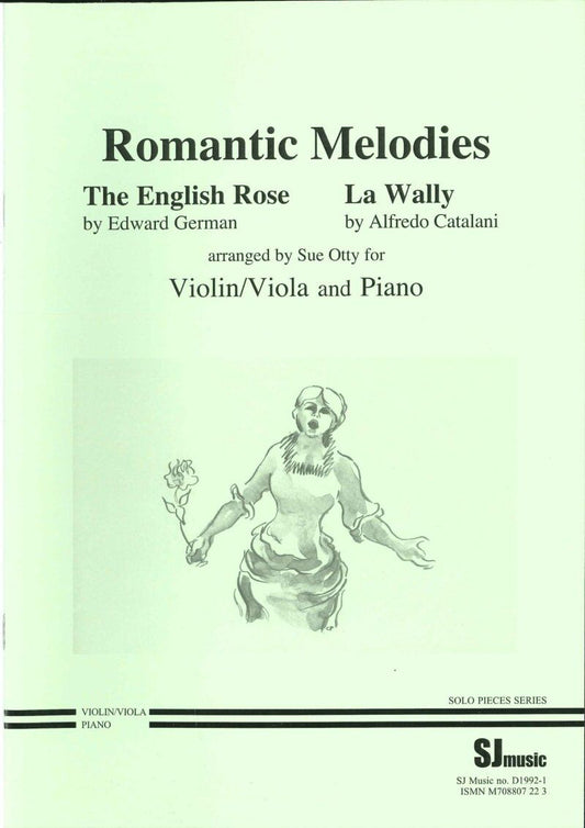 Romantic Melodies for Violin/Piano: English Rose & La Wally by Sue Otty, SJ Music, 1 Page, Arranged for Violin and Viola