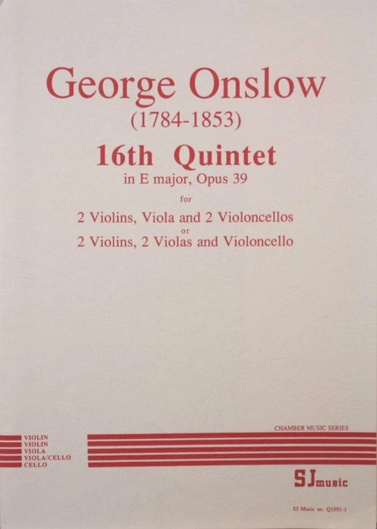 Onslow String Quintet No. 16 E Major Op. 39 SC/PTS