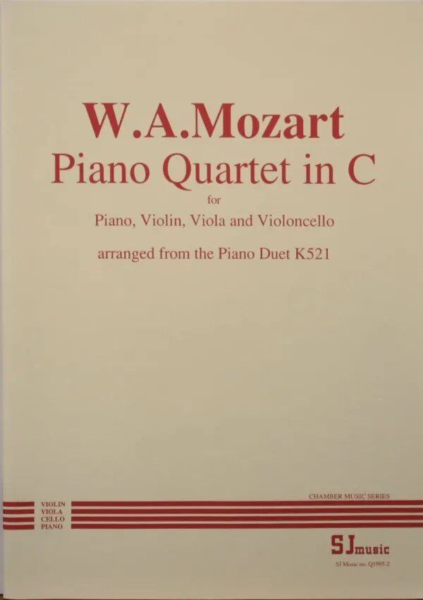 Piano Quartet in C - Mozart, Arranged by John Cooley, SJ Music, Cello/Piano/Viola/Violin, 1 Page