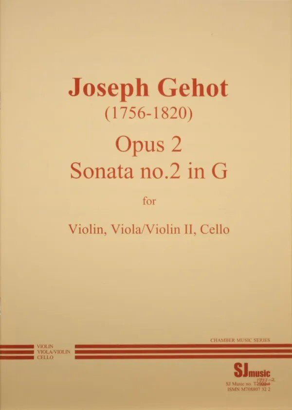 GEHOT Sonata Op. 2 No. 2 in G for String Trio - Cello, Viola, Violin, Intermediate Level, 3 Movements, SJ Music, 1 Page