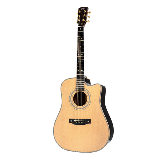 Saga SL65C All-Solid Spruce Rosewood Acoustic-Electric Dreadnought Guitar Natural Gloss