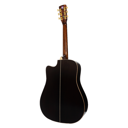 Saga SL65C All-Solid Spruce Rosewood Acoustic-Electric Dreadnought Guitar Natural Gloss — view 2