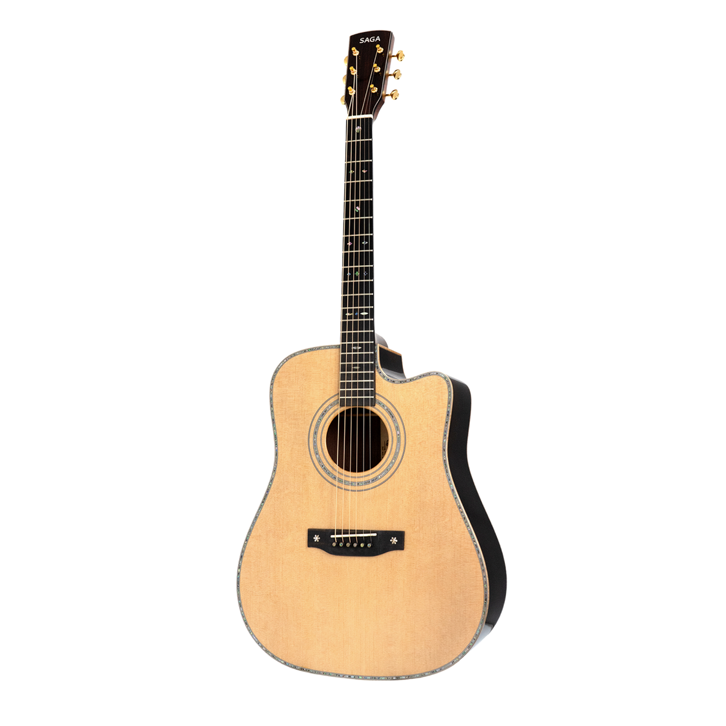 Saga SL68C Solid Spruce Mahogany Acoustic-Electric Dreadnought Guitar Natural