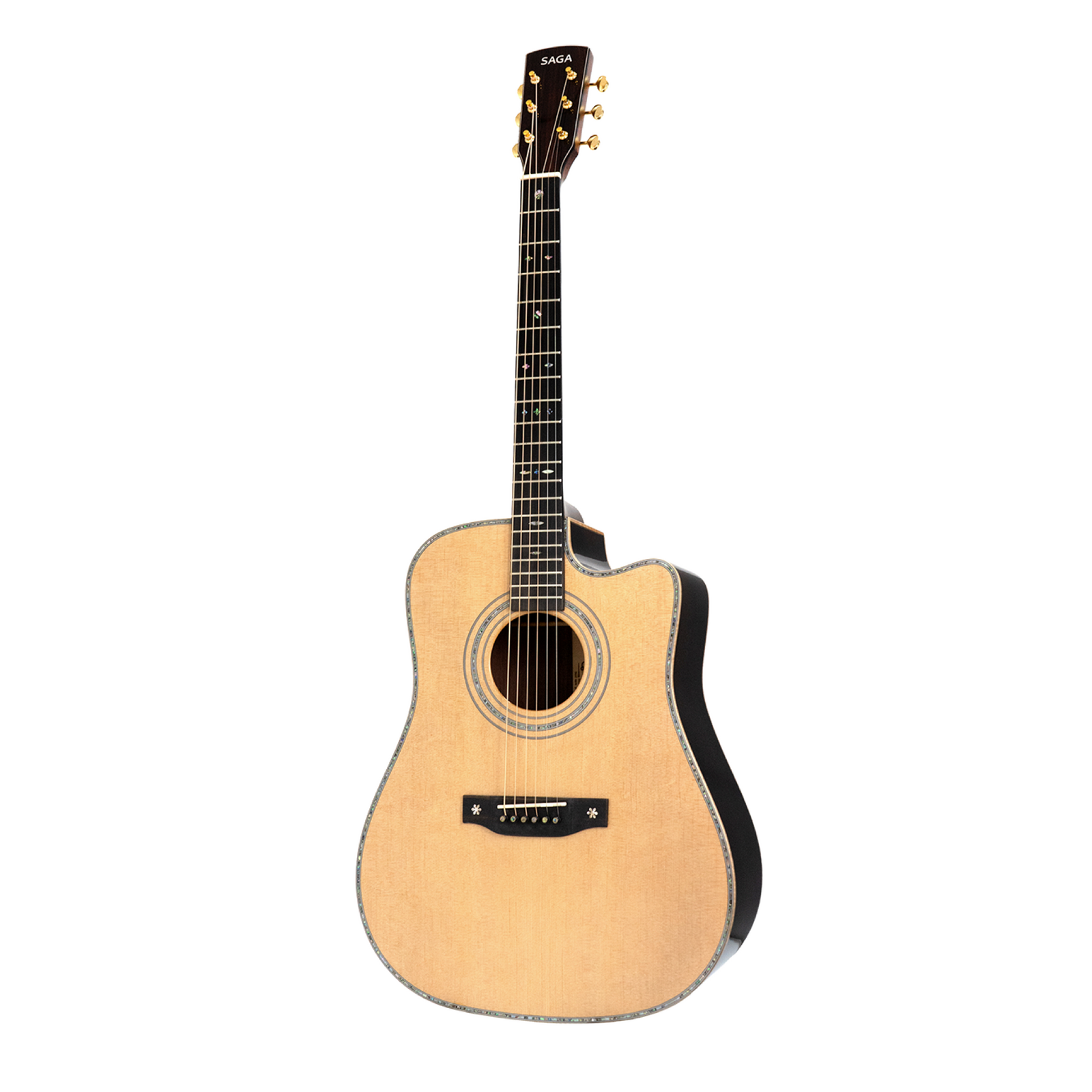 Saga SL68C Solid Spruce Mahogany Acoustic-Electric Dreadnought Guitar Natural