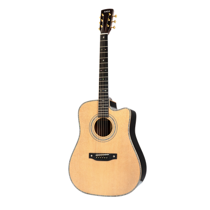 Saga SL68C Solid Spruce Mahogany Acoustic-Electric Dreadnought Guitar Natural