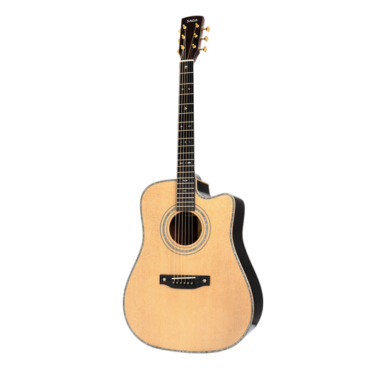 Saga SL68C Solid Spruce Mahogany Acoustic-Electric Dreadnought Guitar Natural