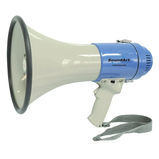 SoundArt 25 Watt Portable Hand-Held Megaphone with Whistle/Siren, Blue, 600m Range, Volume Control, Lightweight Design