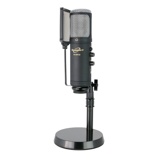 SoundArt SM-USB-Q2 Professional USB Condenser Microphone Pack with Pop Filter, Desk Stand, USB Cable & Carry Case