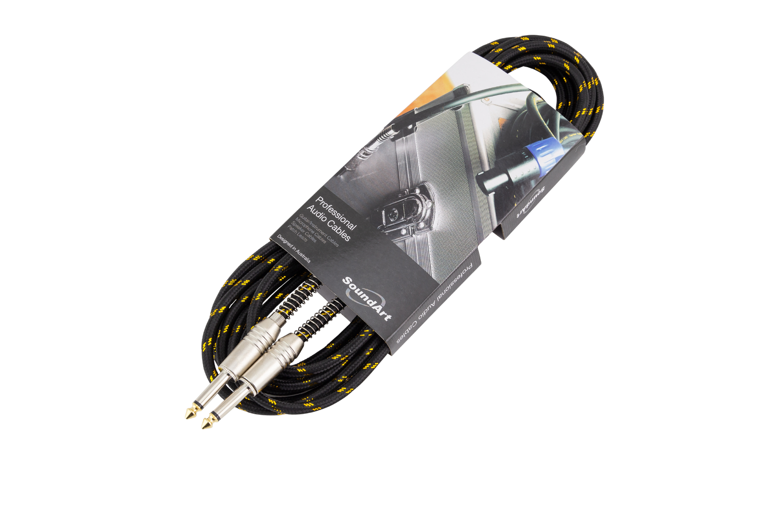 SoundArt SMI-26-FYL 6m Braided Guitar/Instrument Cable with Deluxe Plugs - Fluro Yellow