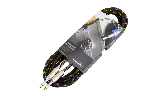 SoundArt SMI-26-FYL 6m Braided Guitar/Instrument Cable with Deluxe Plugs - Fluro Yellow