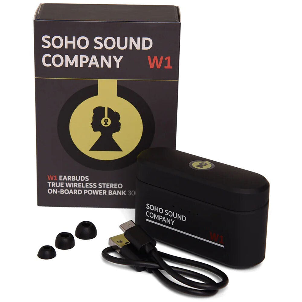 Soho W1 True Wireless Stereo Bluetooth Earbuds with Charging Case - Black — view 3
