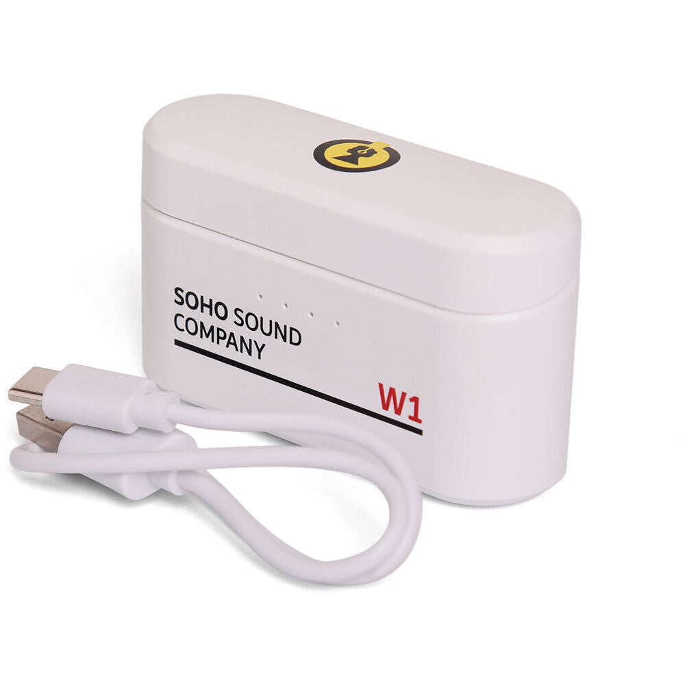 Soho W1 True Wireless Stereo Bluetooth Earbuds with Charging Case in White — view 3
