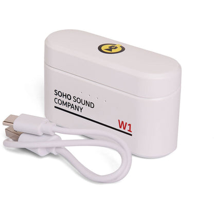 Soho W1 True Wireless Stereo Bluetooth Earbuds with Charging Case in White — view 3