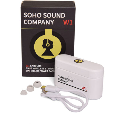 Soho W1 True Wireless Stereo Bluetooth Earbuds with Charging Case in White — view 6