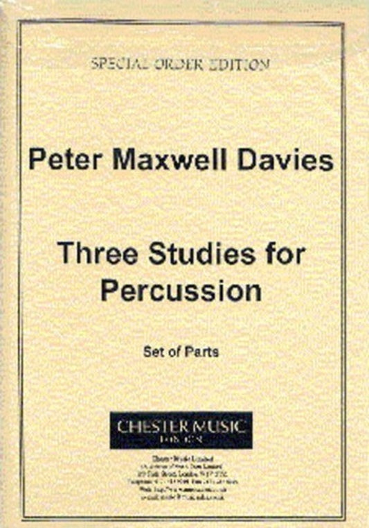 Maxwell Davies 3 Studies Perc.Parts(Arc)