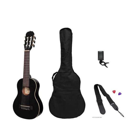 Sanchez 1/4 Size Student Classical Guitar Pack SP-C30-BLK (Black) with Gig Bag, Tuner, Picks and Strap