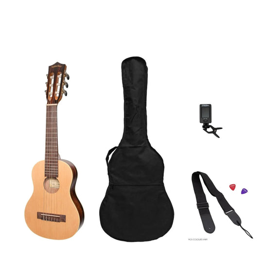 Sanchez 1/4 Size Student Classical Guitar Pack with Nylon Gig Bag, Tuner, Picks, and Strap - SP-C30-SR