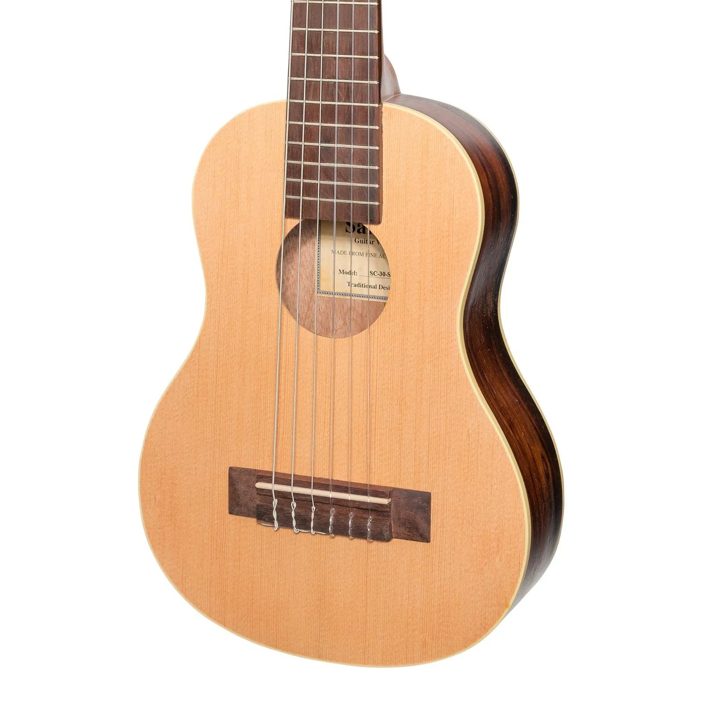 Sanchez 1/4 Size Student Classical Guitar Pack with Gig Bag, Tuner, Picks, Strap - Spruce/Rosewood — view 4