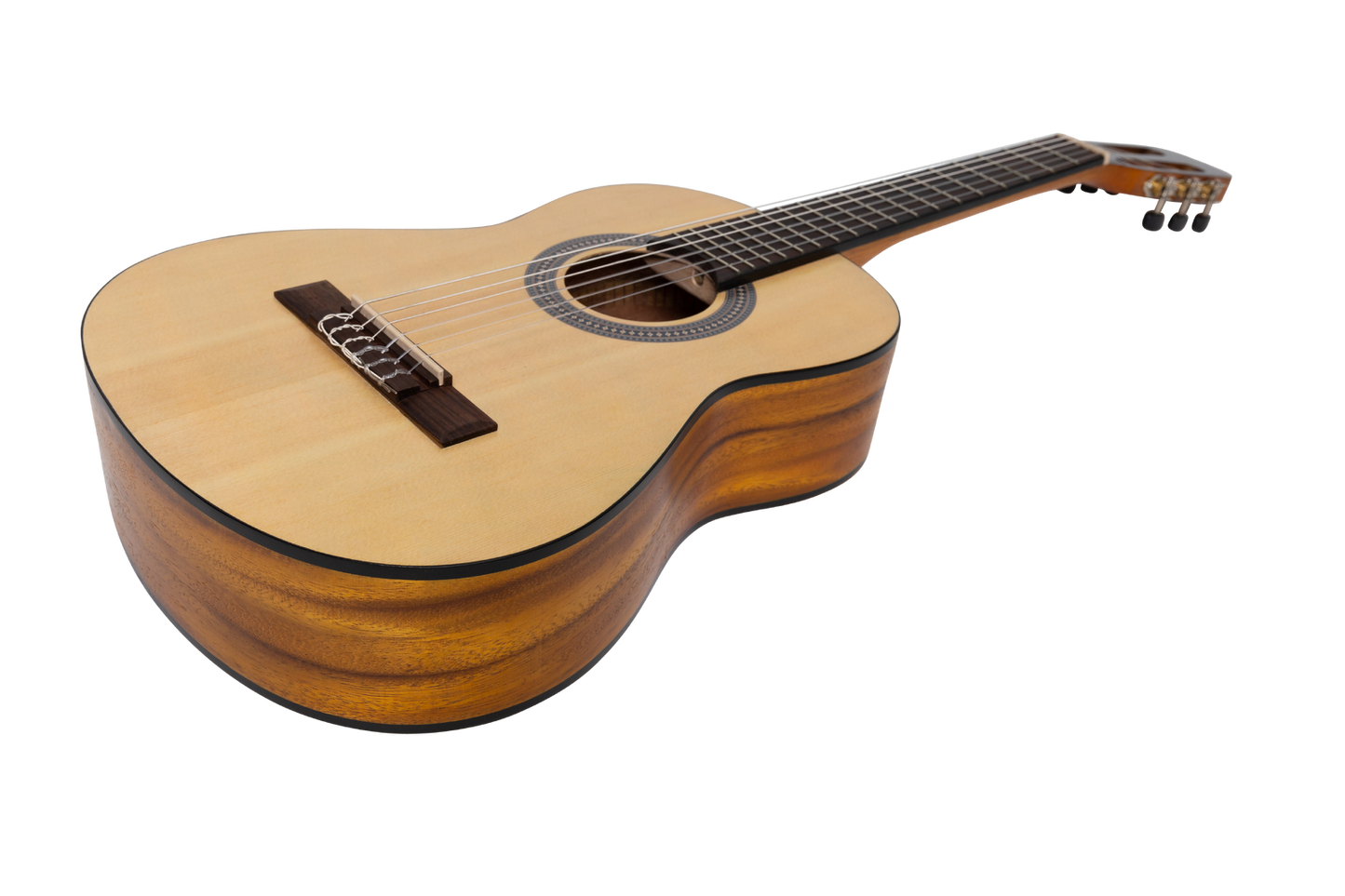 Sanchez 1/2 Size Student Classical Guitar Pack with Gig Bag, Tuner, Picks, and Strap - Natural Finish — view 4