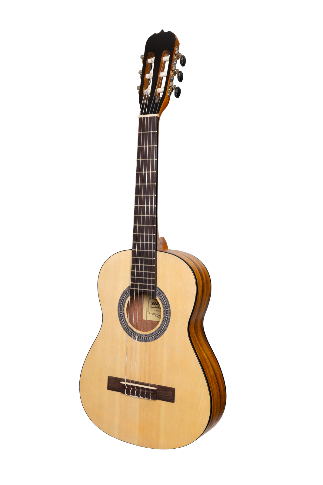Sanchez 1/2 Size Student Classical Guitar Pack with Gig Bag, Tuner, Picks, and Strap - Natural Finish — view 2
