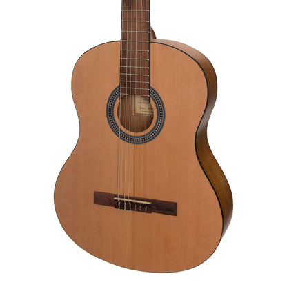 Sanchez Full-Size Student Classical Guitar Pack - Spruce/Acacia with Gig Bag, Tuner, Picks, Strap, Natural Finish — view 4