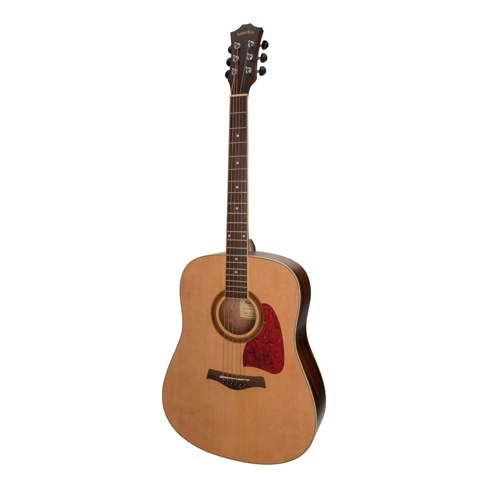 Sanchez Acoustic Dreadnought Guitar Pack with Gig Bag, Tuner, Picks, and Strap - Natural Satin — view 2
