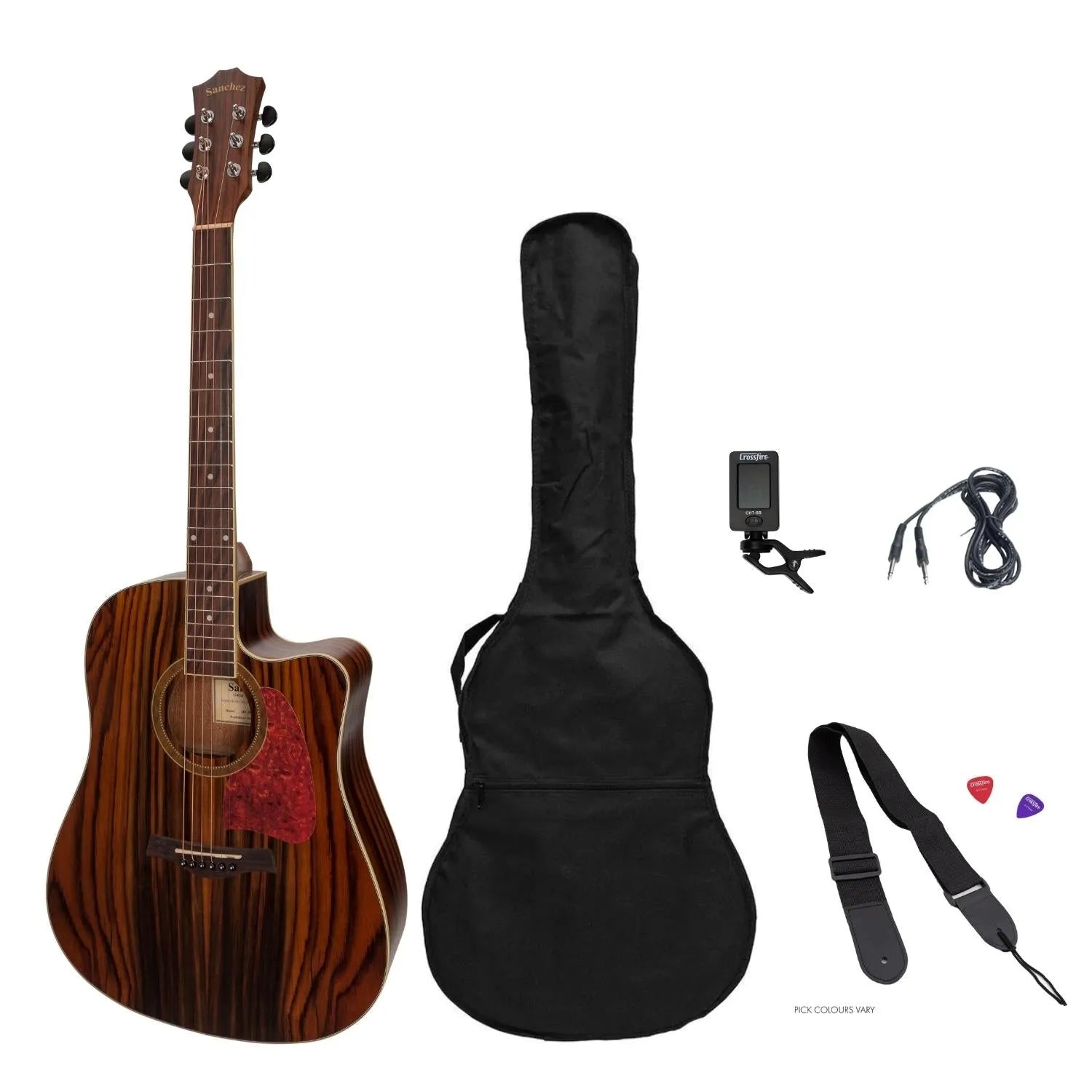 Sanchez SP-D4-RWD Acoustic-Electric Dreadnought Cutaway Guitar Pack with Accessories (Right-Handed, Natural Satin)