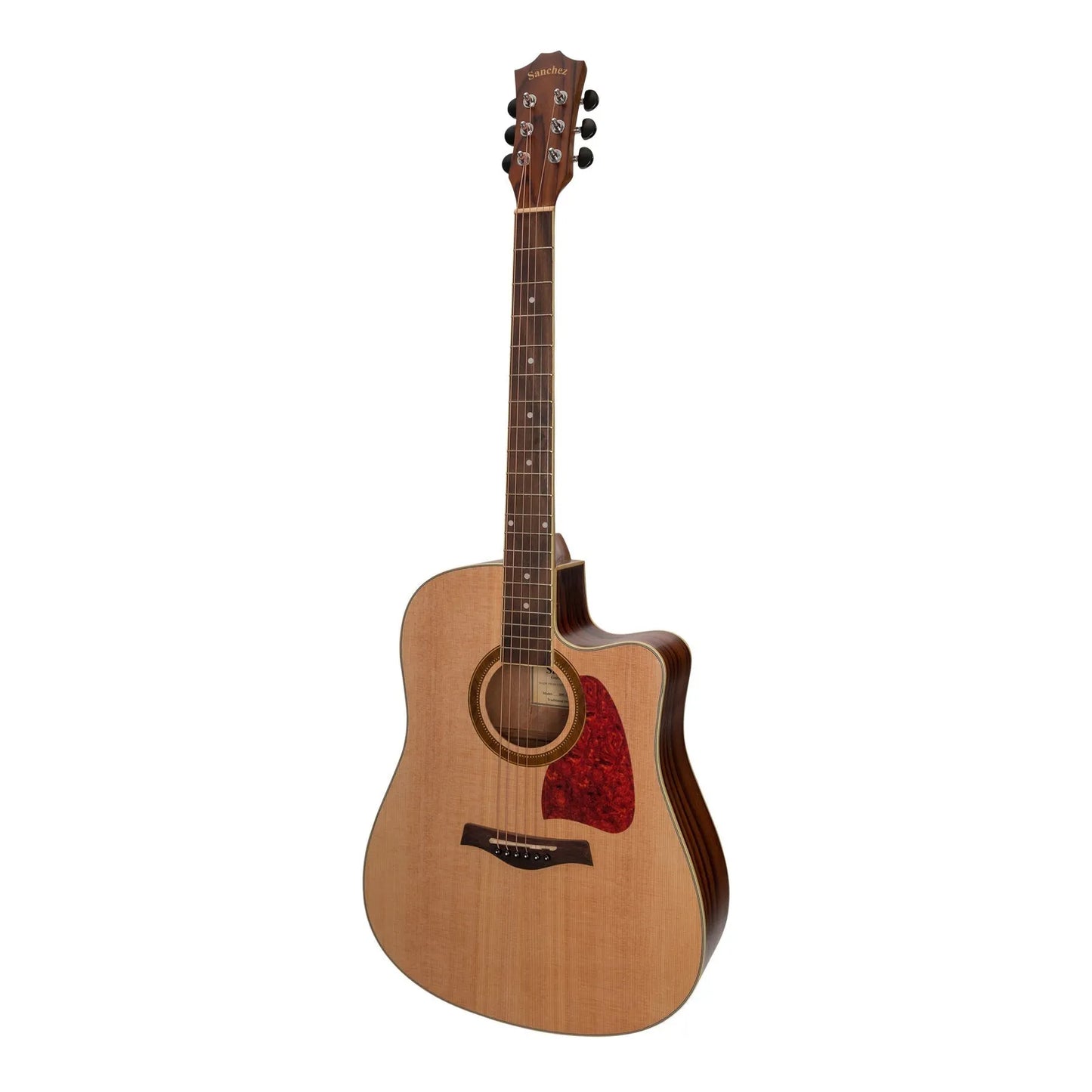 Sanchez Acoustic-Electric Dreadnought Cutaway Guitar Pack - Spruce/Rosewood with Gig Bag, Cable, Picks, and Strap — view 2