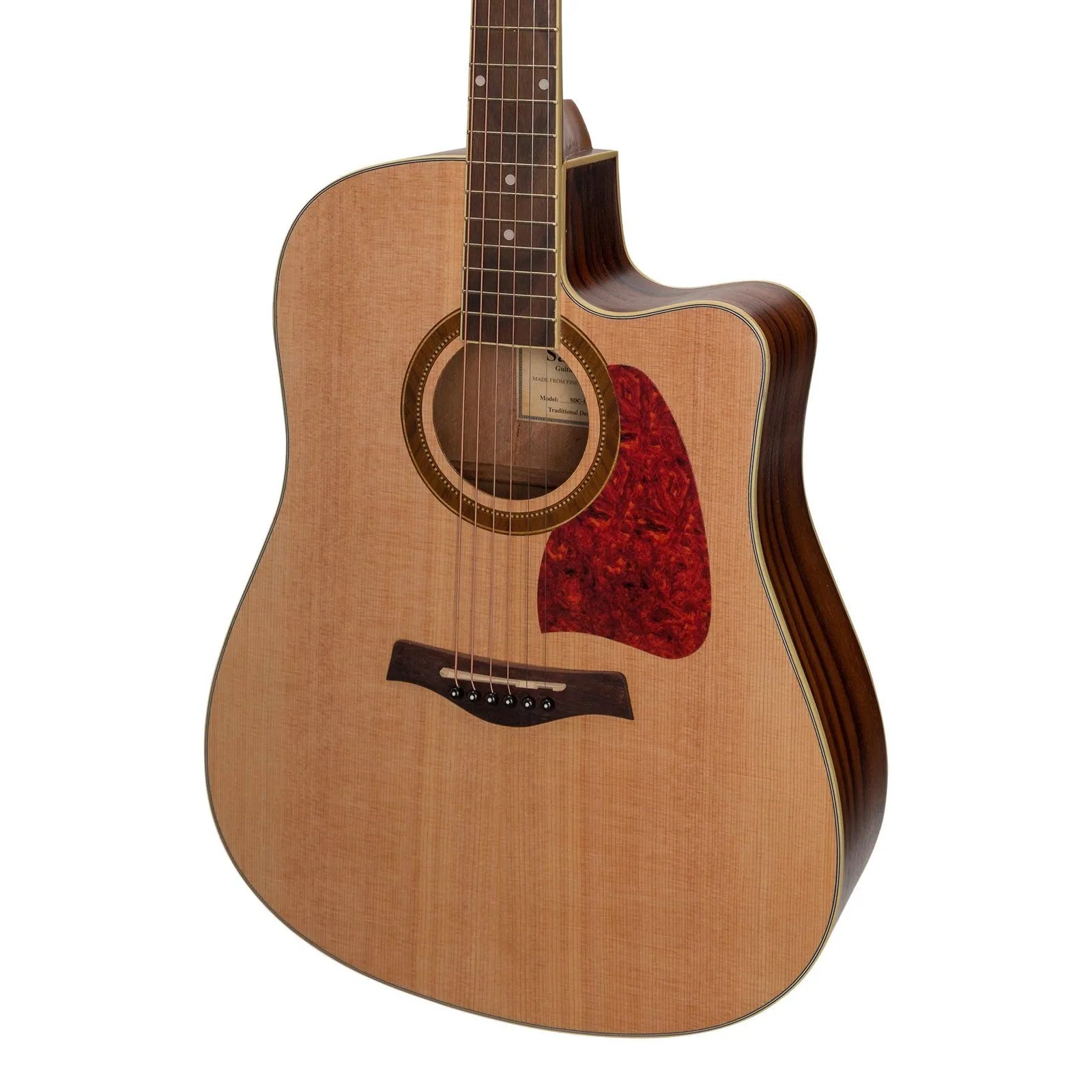 Sanchez Acoustic-Electric Dreadnought Cutaway Guitar Pack - Spruce/Rosewood with Gig Bag, Cable, Picks, and Strap — view 4