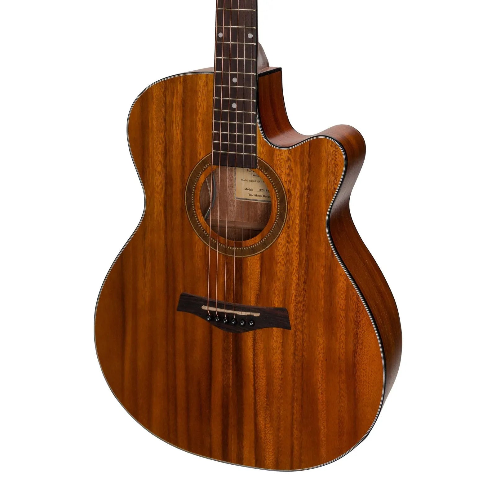 Sanchez SP-F4-KOA Acoustic-Electric Small Body Cutaway Guitar Pack with Gig Bag, Picks, and Strap — view 4