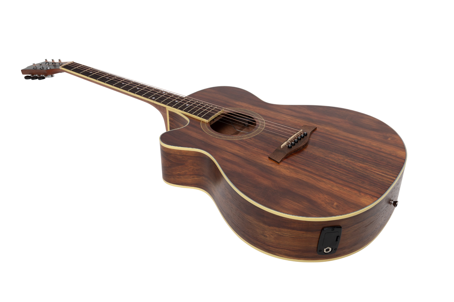 Sanchez Left Handed Acoustic-Electric Small Body Cutaway Guitar Pack with Gig Bag, Picks, and Strap - Model SP-F4L-RWD — view 4