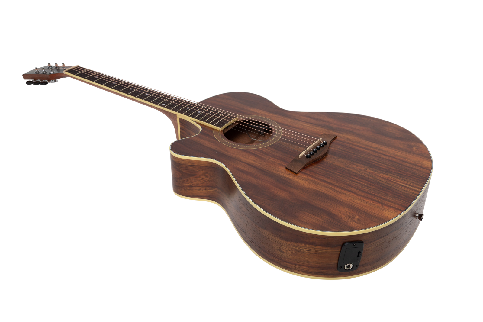 Sanchez Left Handed Acoustic-Electric Small Body Cutaway Guitar Pack with Gig Bag, Picks, and Strap - Model SP-F4L-RWD — view 4