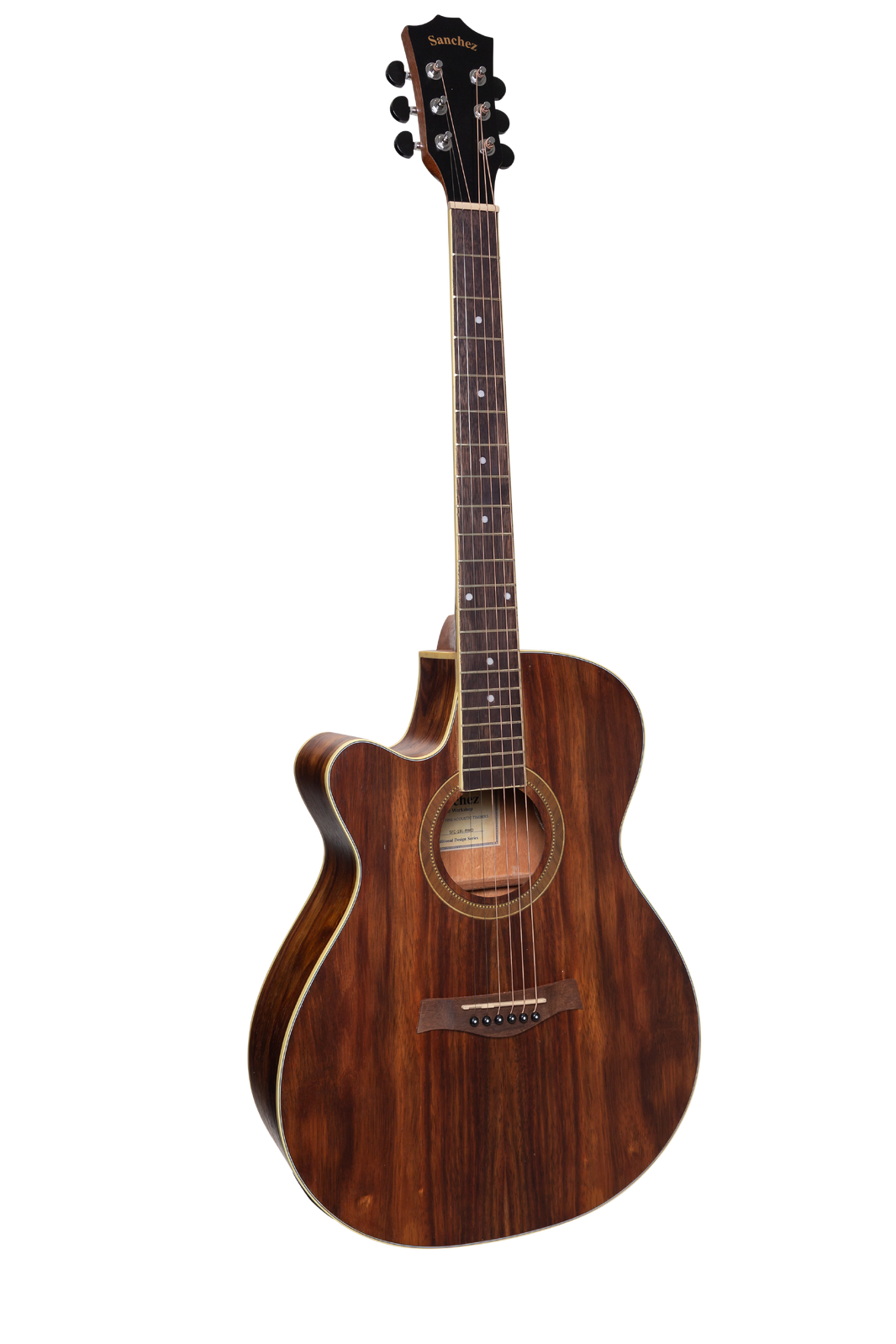 Sanchez Left Handed Acoustic-Electric Small Body Cutaway Guitar Pack with Gig Bag, Picks, and Strap - Model SP-F4L-RWD — view 2